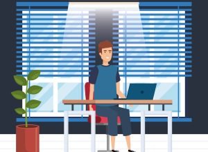 modern office with businessman vector illustration design